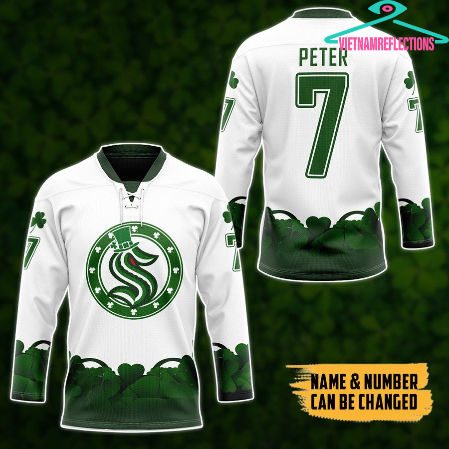 St. Patrick’s Day NHL Seattle Kraken 2022 personalized custom hockey jersey