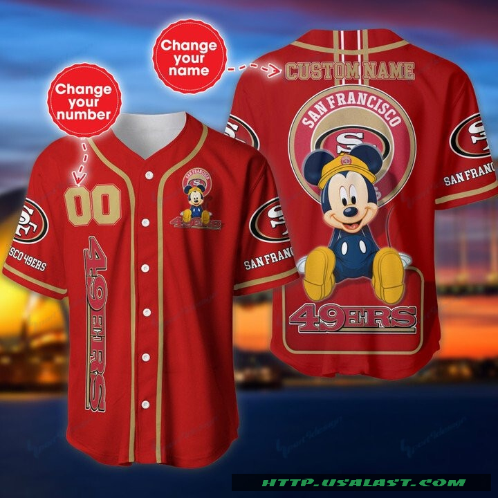 New San Francisco 49ers Mickey Mouse Personalized Baseball Jersey Shirt