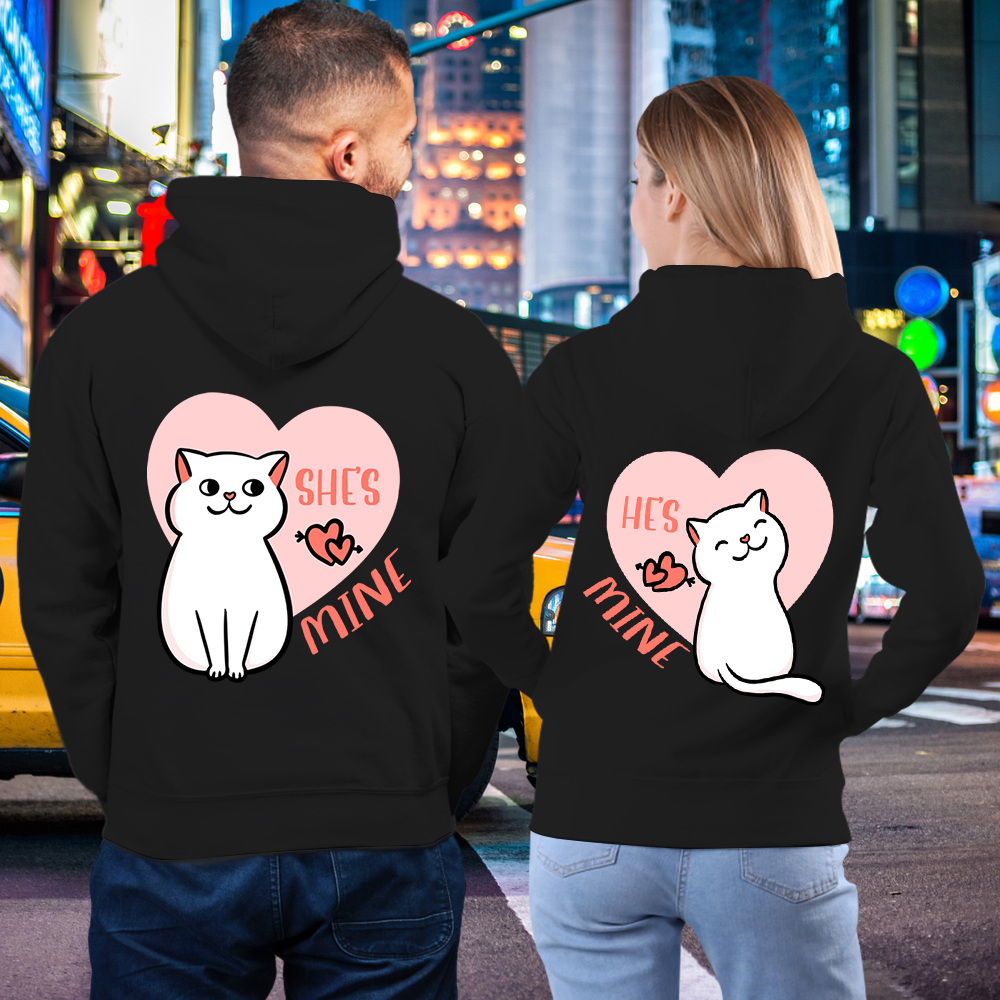 OFFICIAL He Mines She Mines Cat Lover T-Shirt Hoodie Sweatshirt For Couple Matching