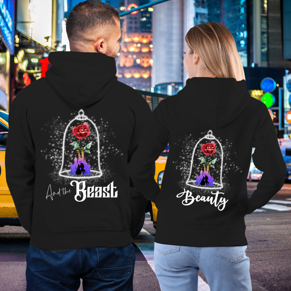 Couple Gift – Beauty And The Beast Fairy Tale Roses Couple Lover Matching Hoodies