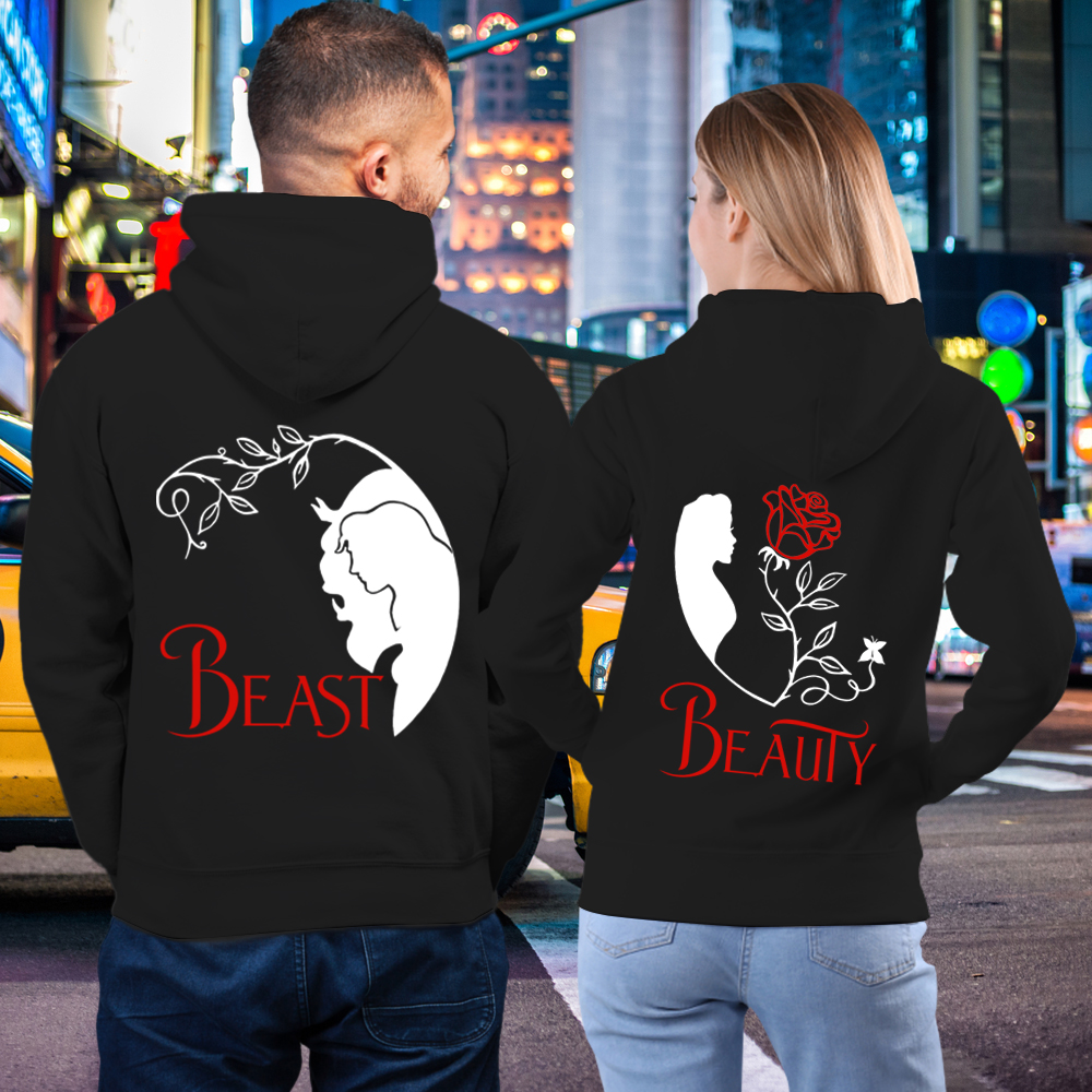 Couple Gift – Once Upon A Time Beauty And The Beast Couple Lover Matching Hoodies