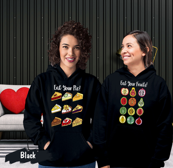 Couple Gift – Funny LGBT Girls Eat Your Pie Fruits Matching Couples Hoodie