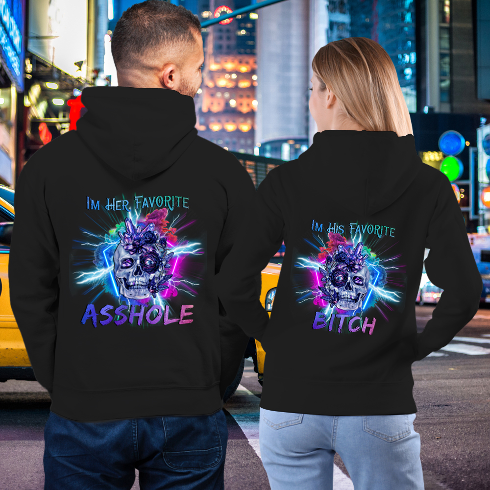 OFFICIAL Thunder Skull Favorite Asshole Bitch Funny Couple Lover Matching Hoodies