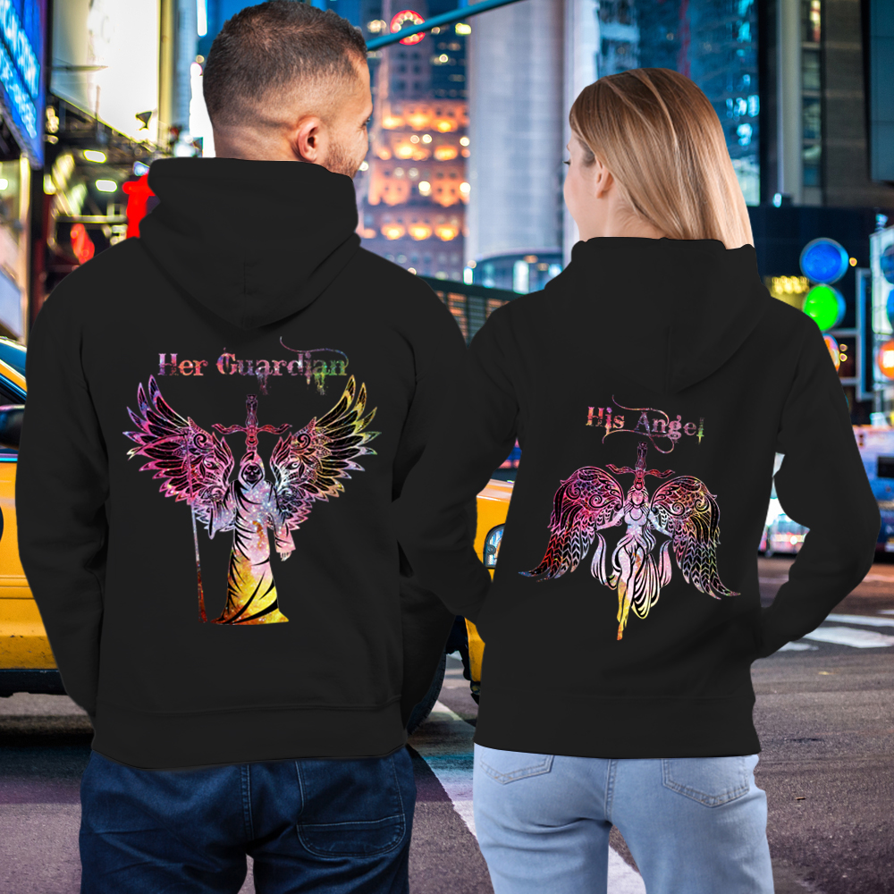 Couple Gift – Colorful Guardian Angel Couple Lover Matching Hoodies