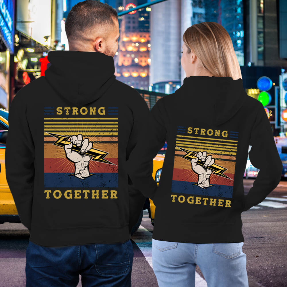 OFFICIAL Hand Holding Lightning Strong Together Couple Lover Matching Hoodies
