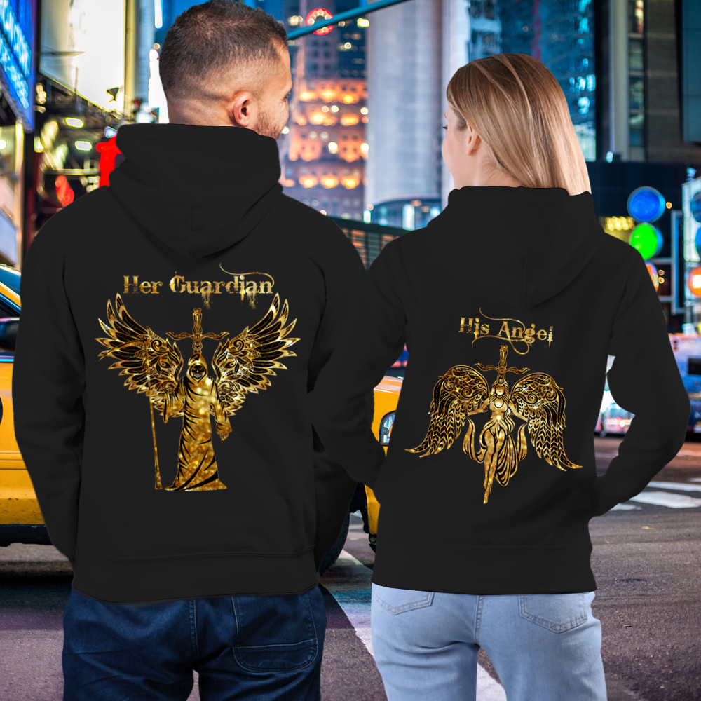 Couple Gift – Golden Guardian Angel Couple Lover Matching Hoodies