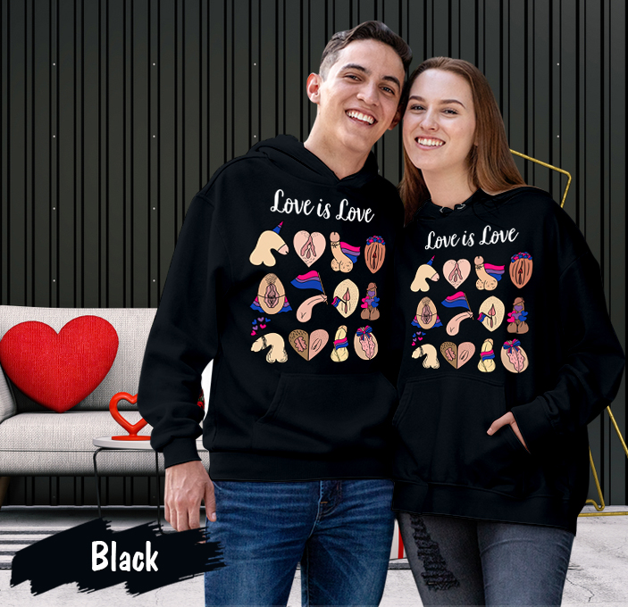 LGBT Pride Love Is Love Funny Matching Couples Hoodie