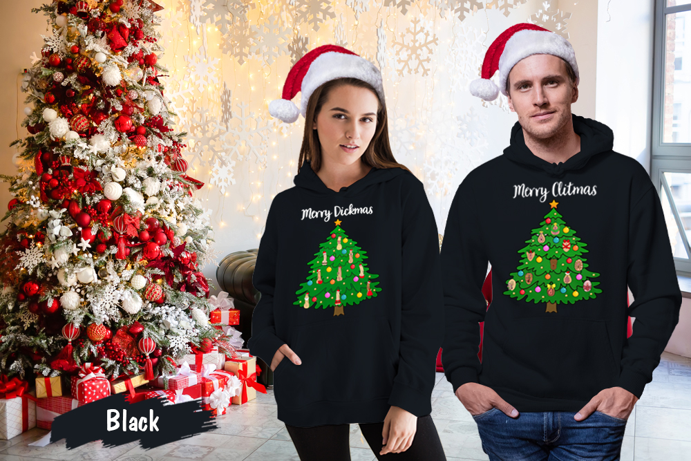 Happy Ugly Christmas Merry Dikmas Funny Matching Couples Hoodie