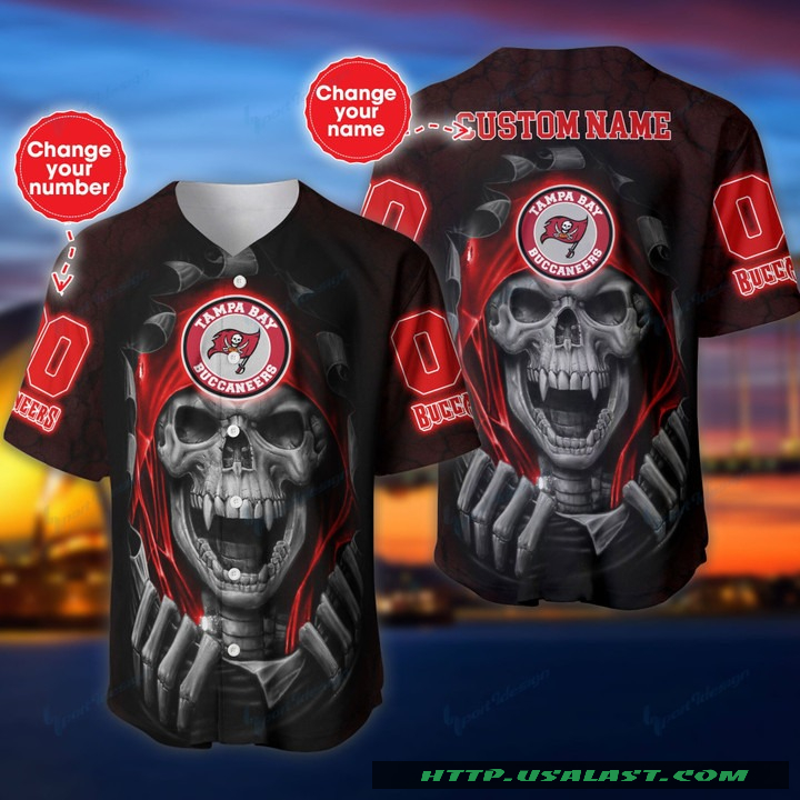 New Personalized Tampa Bay Buccaneers Vampire Skull Baseball Jersey Shirt