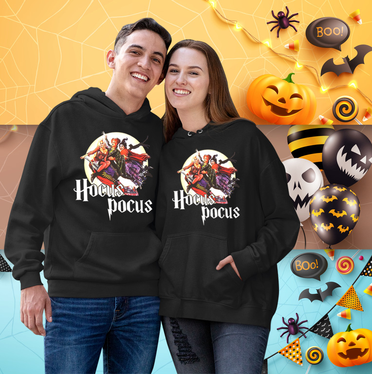 Hocus Pocus Halloween Funny Matching Couple Hoodie