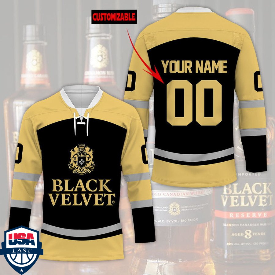 Black Velvet whisky personalized custom hockey jersey