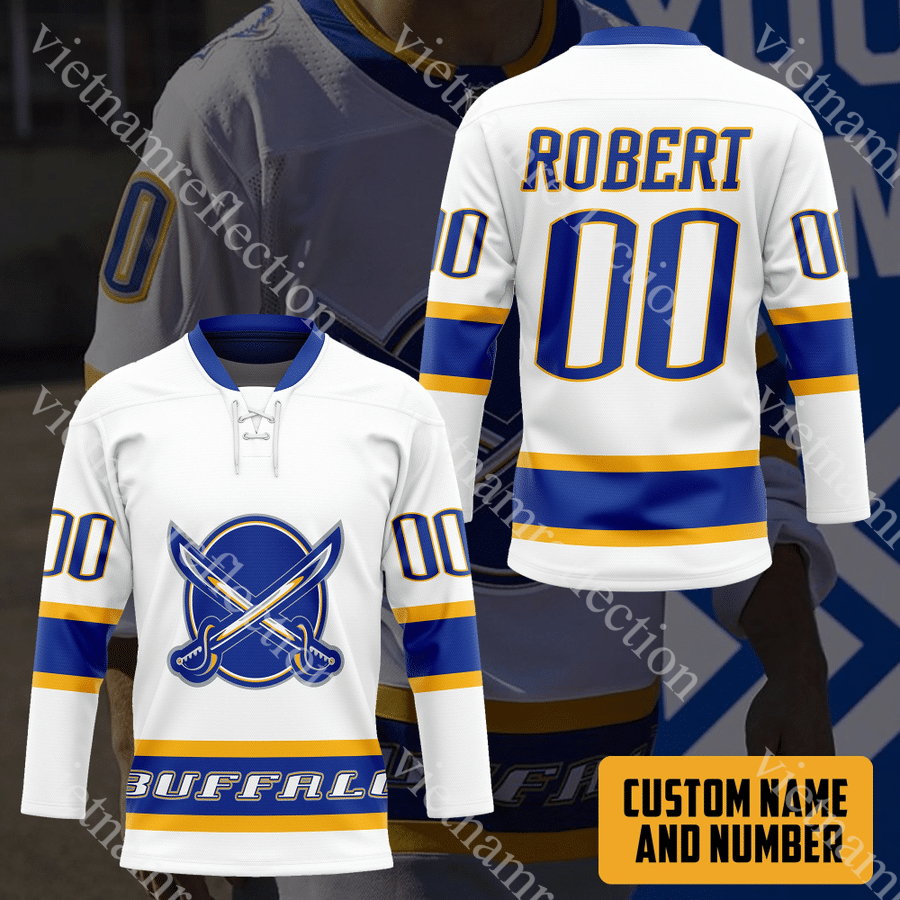 Buffalo Sabres NHL white personalized custom hockey jersey