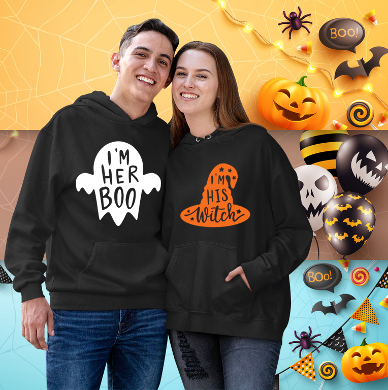 I Am Her Boo Halloween Lover Matching Couple Hoodie