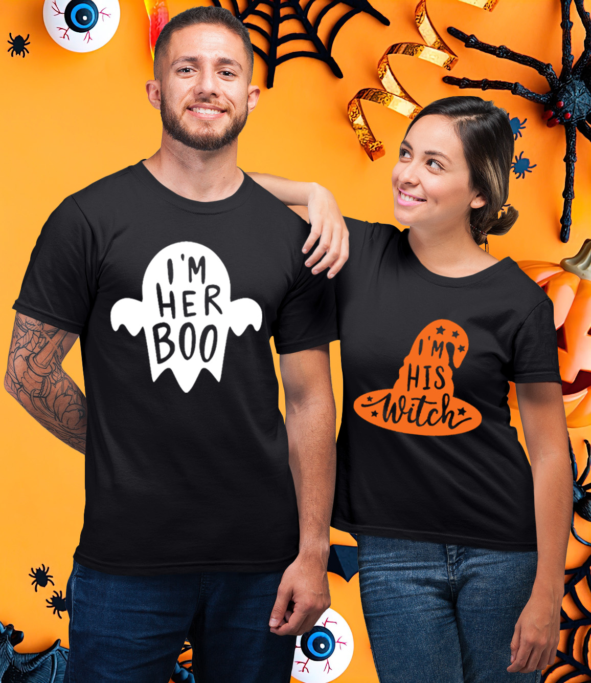 I Am Her Boo Halloween Lover Matching Couple T-Shirt