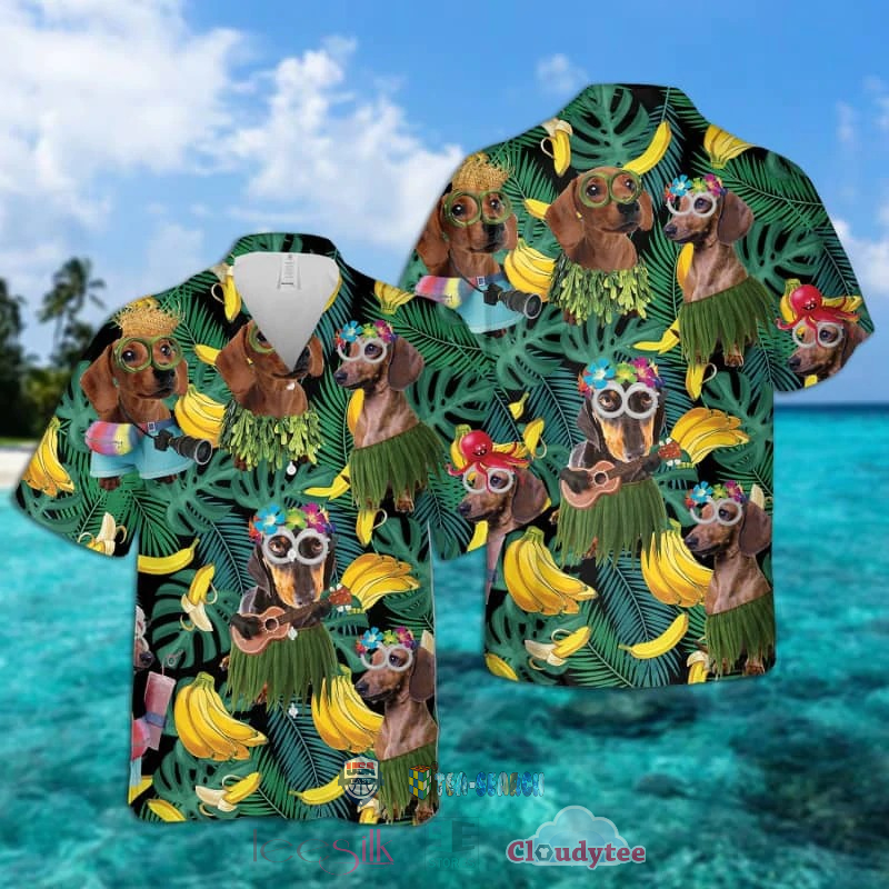 NEW Dachshund Banana Tropical Hawaiian Shirt