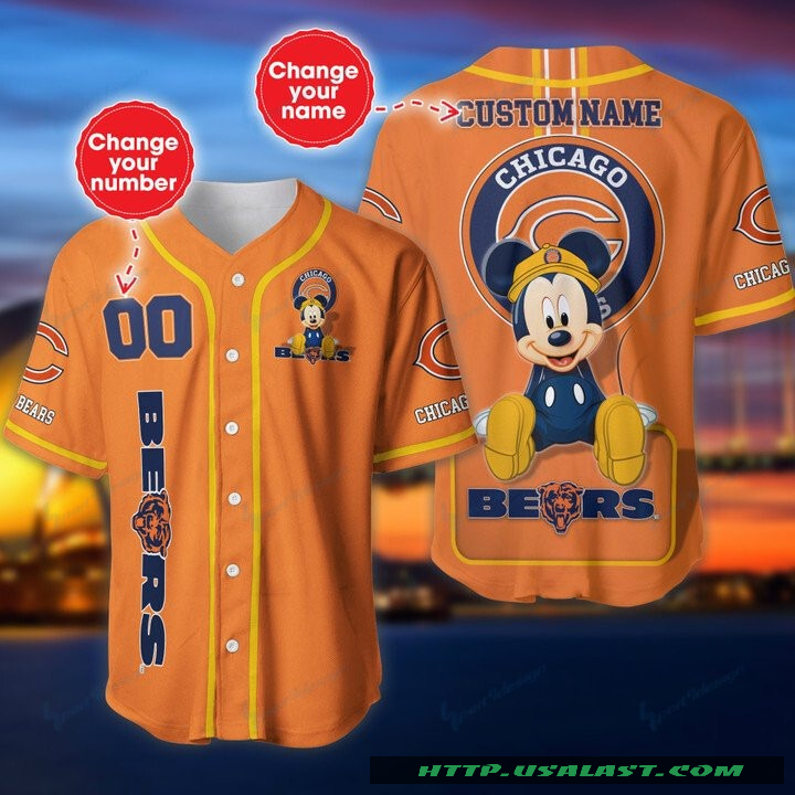 New Chicago Bears Mickey Mouse Personalized Baseball Jersey Shirt