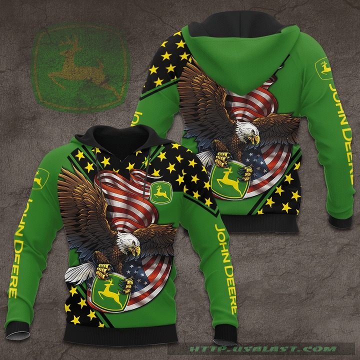 John Deere Eagle Black And Green 3D All Over Print Hoodie