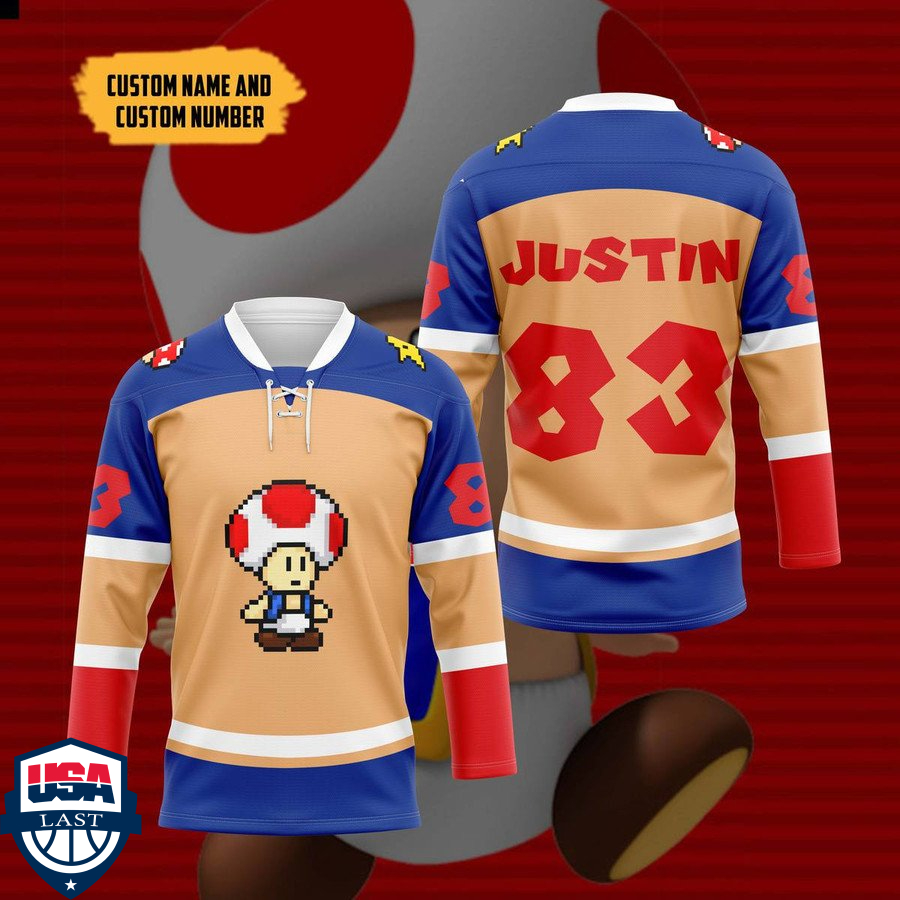 Super Mario Toad personalized custom hockey jersey