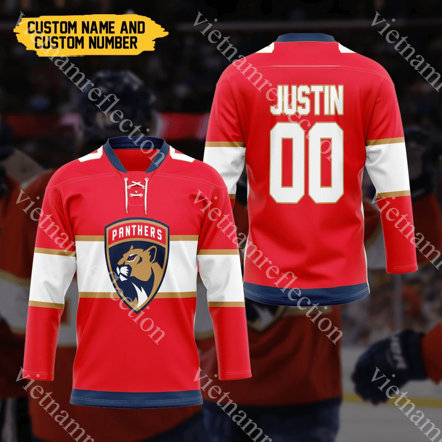 Florida Panthers NHL red personalized custom hockey jersey