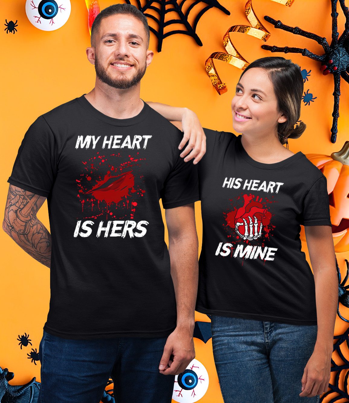 His Heart Is Mine Halloween Funny Matching Couple T-Shirt