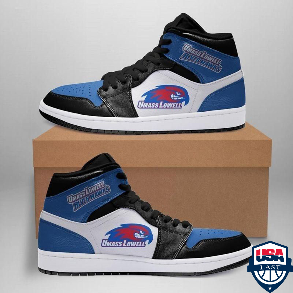 UMass Lowell River Hawks NCAA Basketball Air Jordan High Top Sneaker Shoes