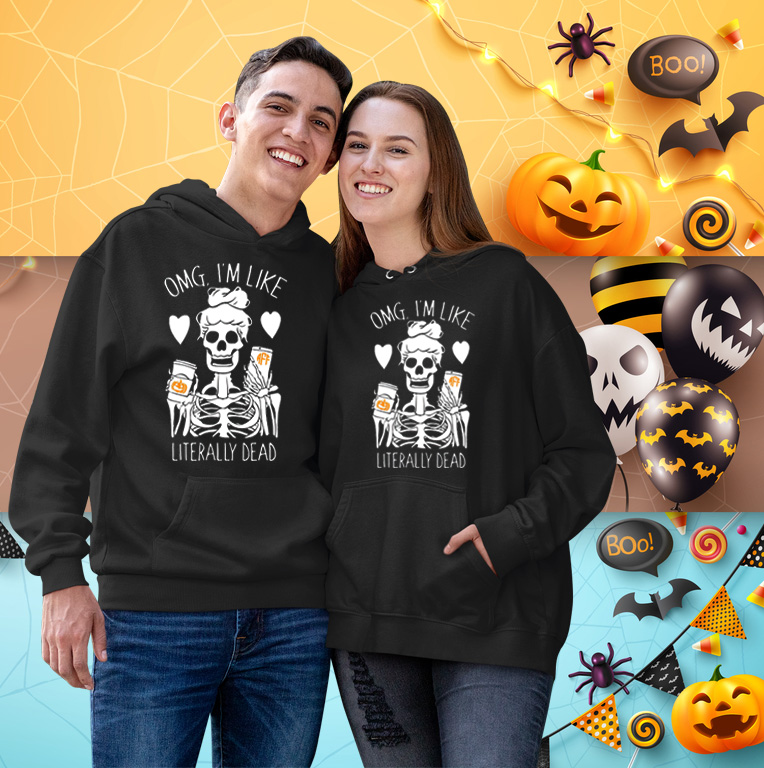 OMG Literally Dead Lover Halloween Matching Couple Hoodie