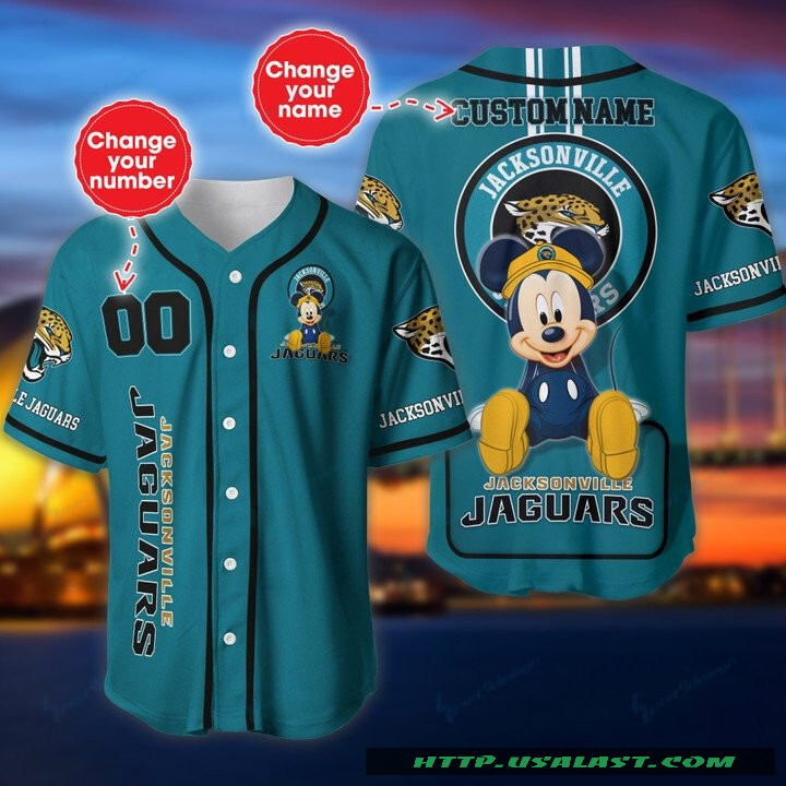New Jacksonville Jaguars Mickey Mouse Personalized Baseball Jersey Shirt
