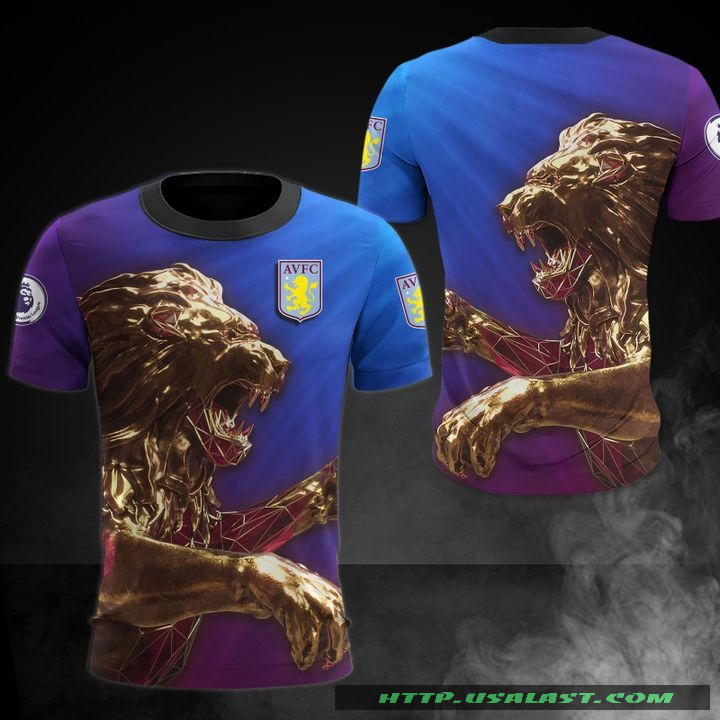 Aston Villa Golden Lion 3D Full Print Hoodie, T-Shirt