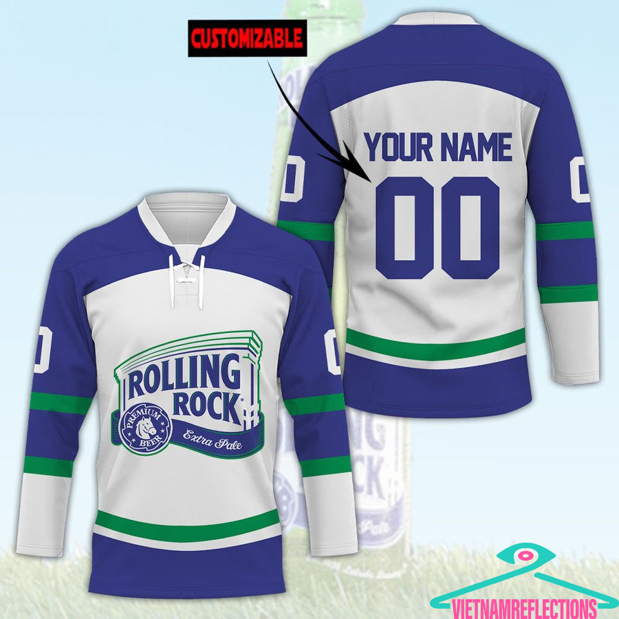 Rolling Rock beer personalized custom hockey jersey