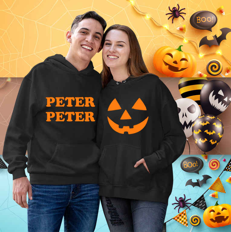 Peter Peter Laughing Pumpkin Halloween Matching Couple Hoodie