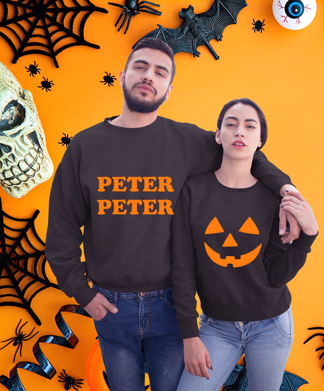 Peter Peter Laughing Pumpkin Halloween Matching Couple Sweatshirt