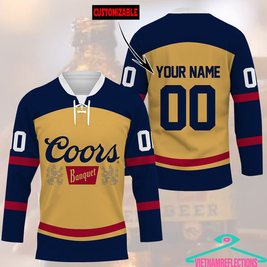 Coors Banquet beer personalized custom hockey jersey