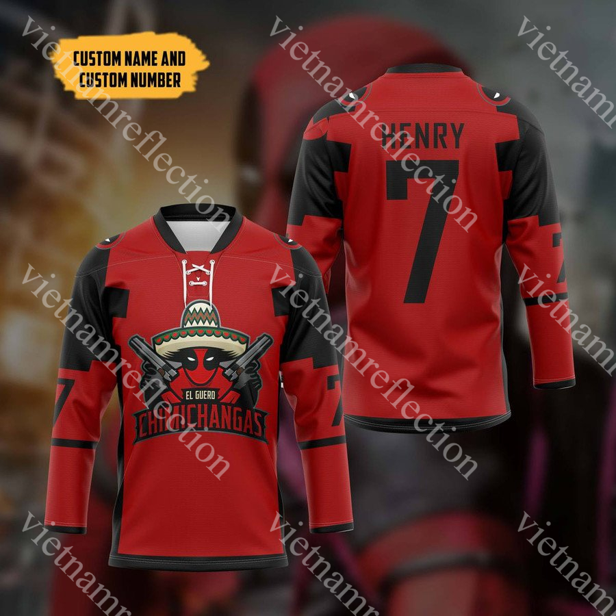 Wade Wilson Deadpool personalized custom hockey jersey