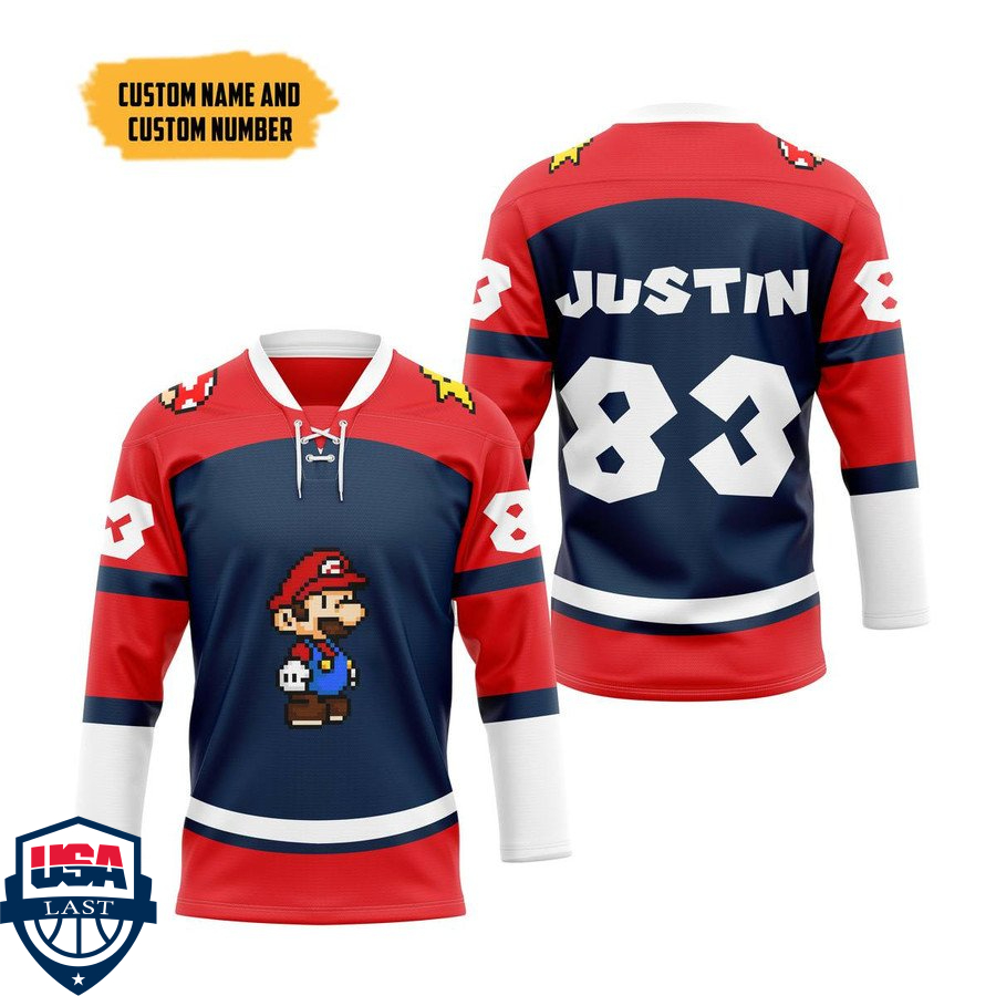 Super Mario Mario personalized custom hockey jersey