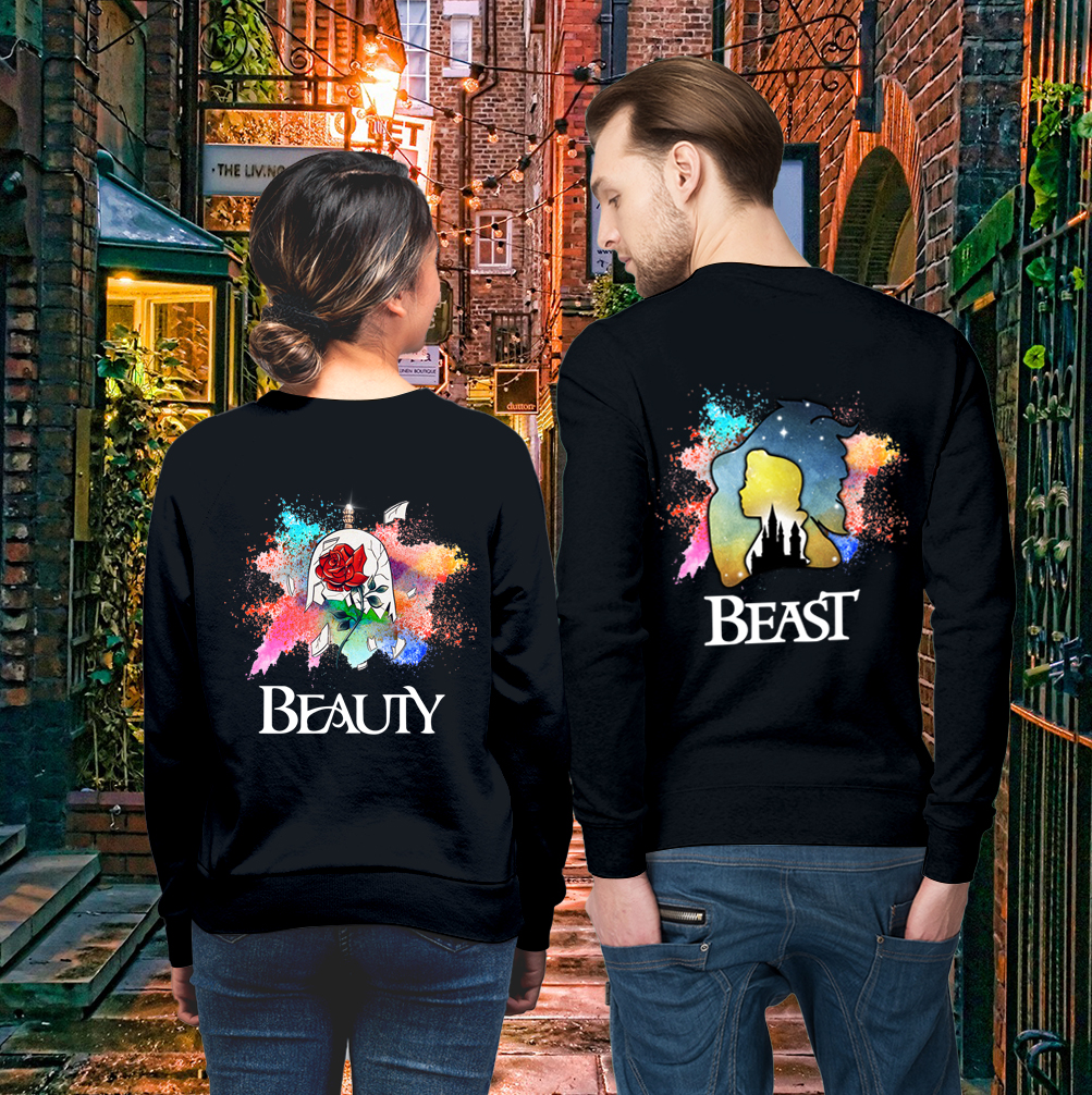 Couple Gift – Fairy Tale Beauty And The Beast Colorful Couple Lover Matching Sweatshirts