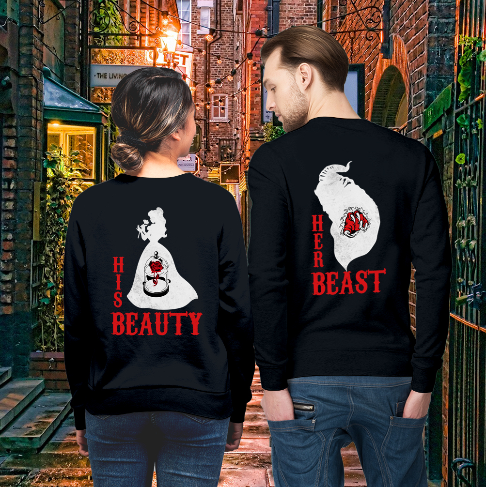 Couple Gift – Her Beast His Beauty From Fairy Tale Couple Lover Matching Sweatshirts