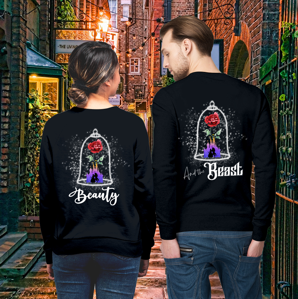 Couple Gift – Beauty And The Beast Fairy Tale Roses Couple Lover Matching Sweatshirts