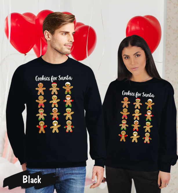 Merry Christmas Cookies For Santa Funny Matching Couples Sweatshirt