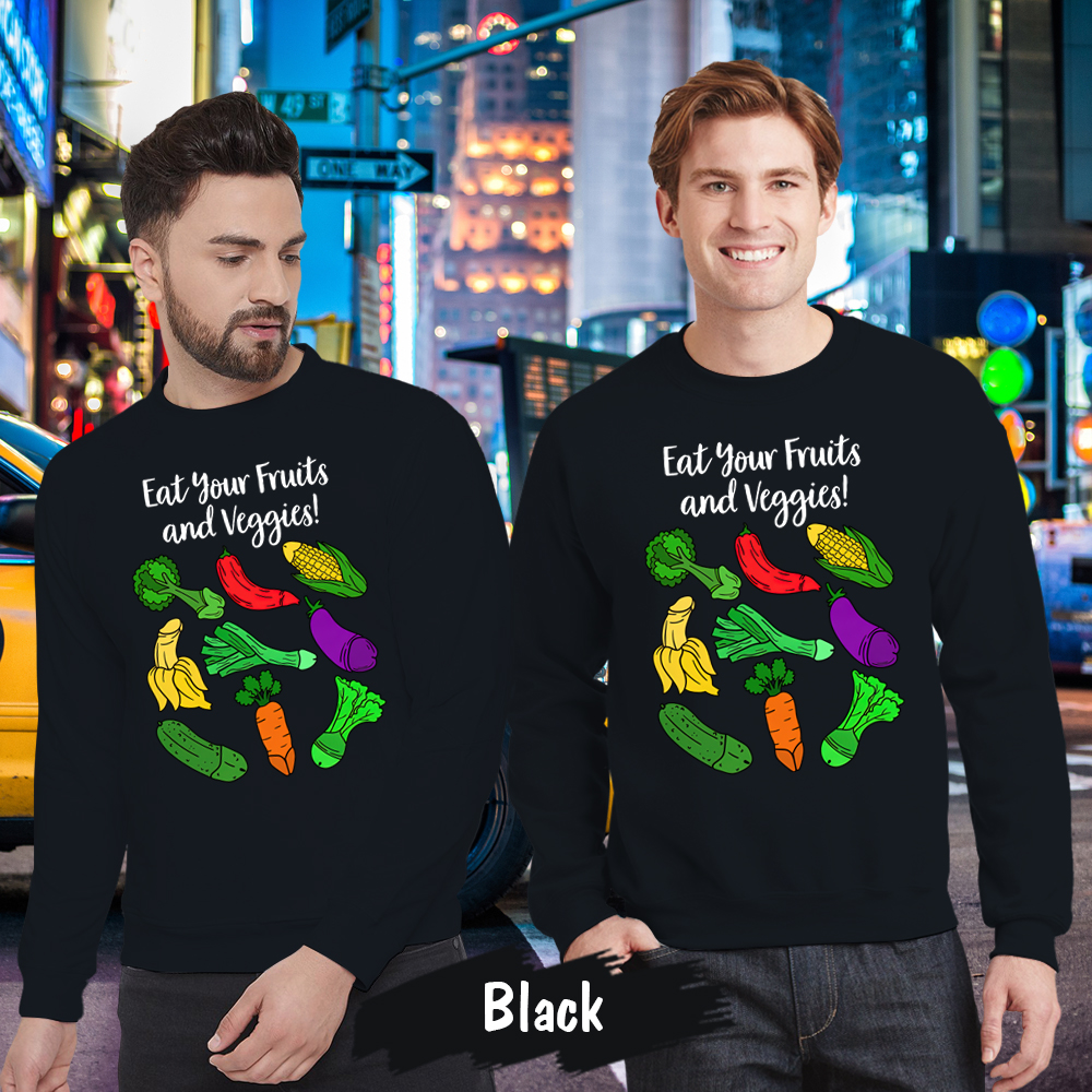 Couple Gift – LGBT Pride Vegan Eat Your Fruit Funny Matching Couples Sweatshirt