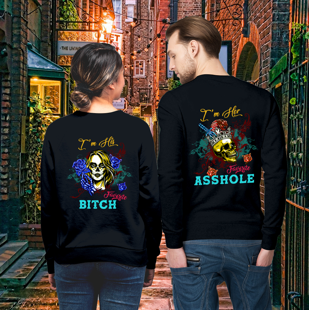 OFFICIAL Favorite Asshole Bitch Golden Skull Funny Couple Lover Matching Sweatshirts