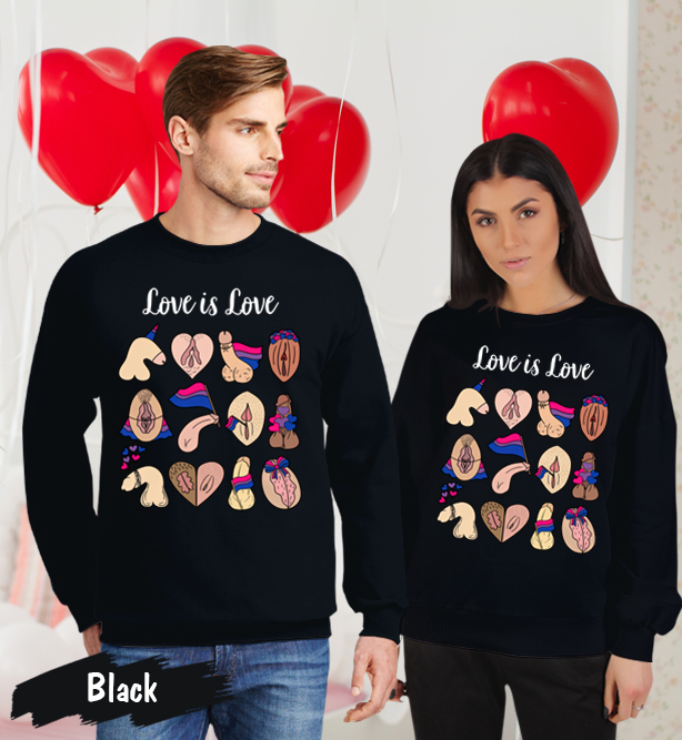 Couple Gift – LGBT Pride Love Is Love Funny Matching Couples Sweatshirt