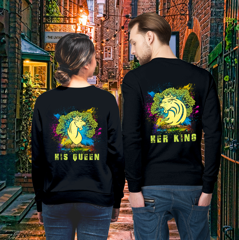 Couple Gift – Wildlife Her King His Queen Lion Horse Couple Lover Matching Sweatshirts