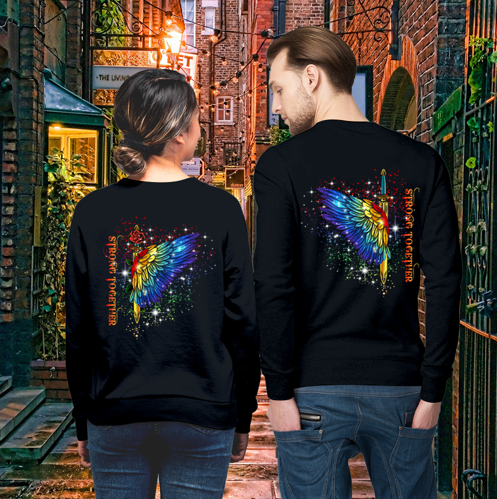 OFFICIAL Colorful Swords Wings Strong Together Couple Lover Matching Sweatshirts
