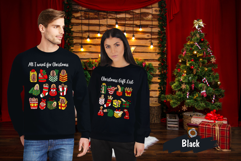 Funny Ugly Christmas Gift List Matching Couples Sweatshirt