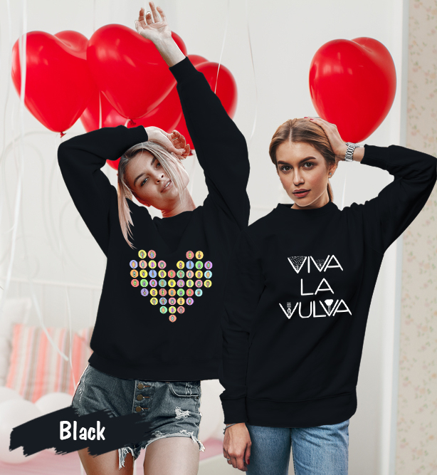 Couple Gift – Heart Viva La Vulva LGBT Pride Matching Couples Sweatshirt