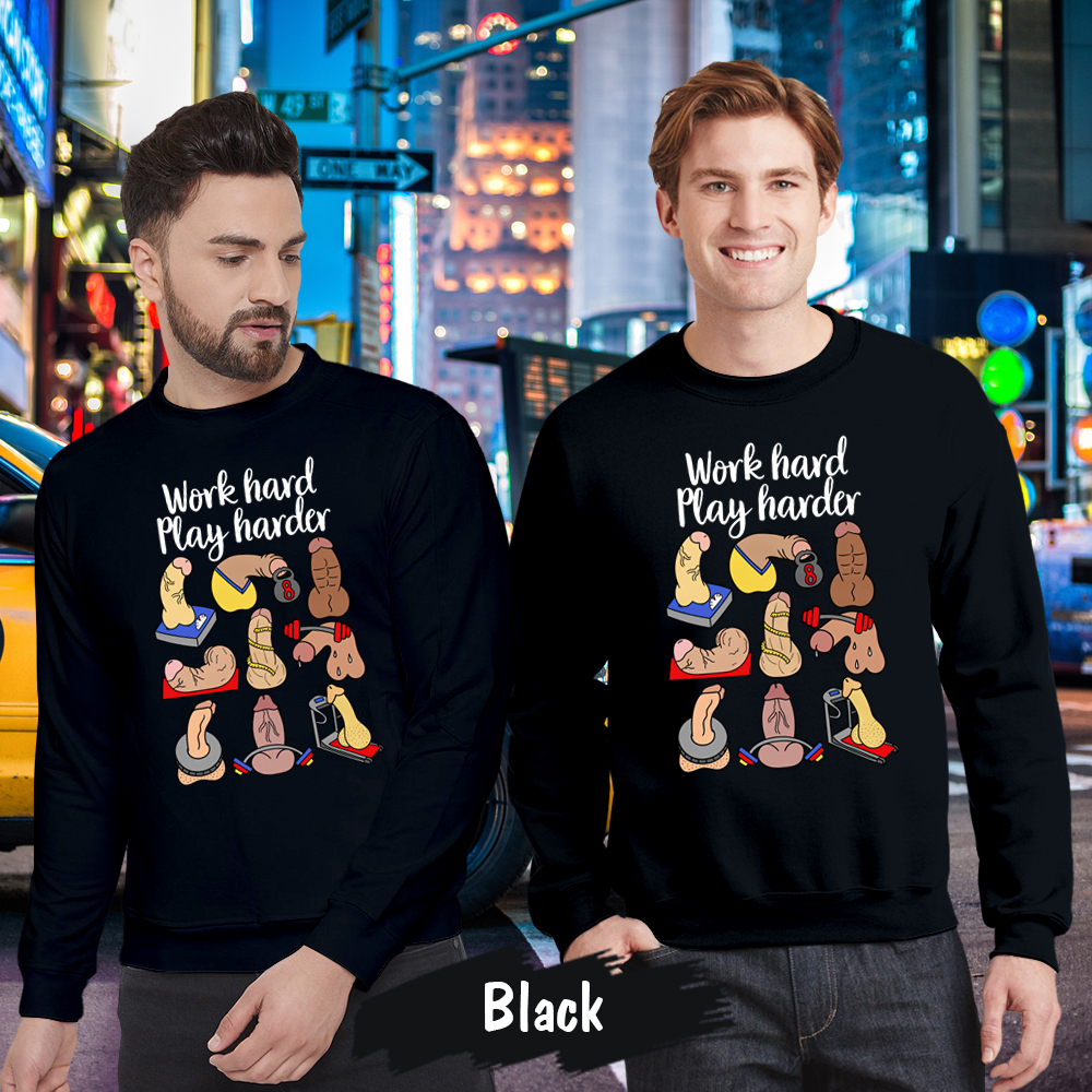 Couple Gift – LGBT Pride Work Hard Play Harder Matching Couples Sweatshirt