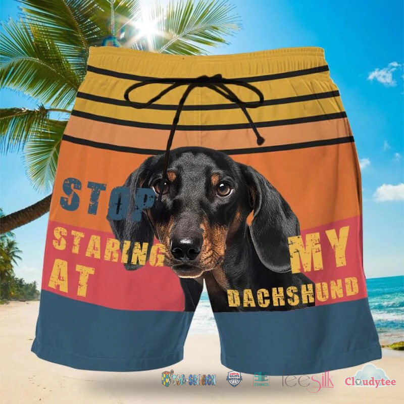 Great Stop Staring At My Dachshund Dog Beach Shorts