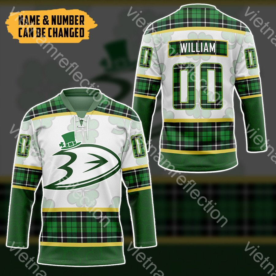St. Patrick's Day Anaheim Ducks NHL personalized custom hockey jersey