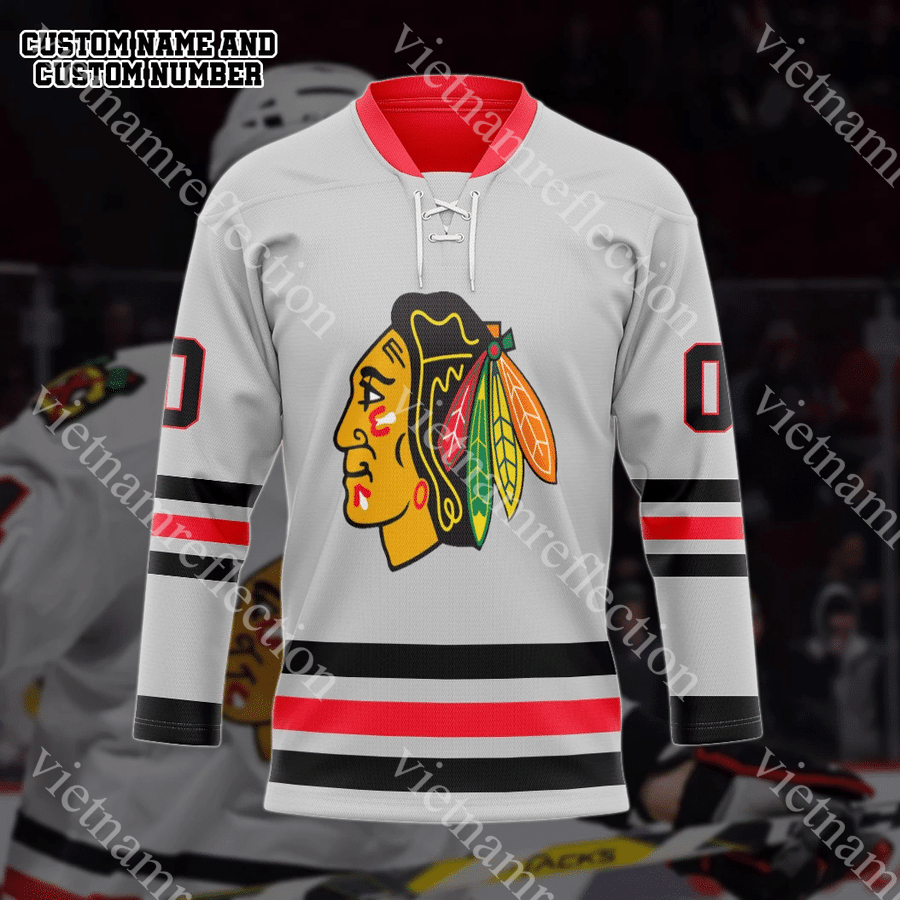 Chicago Blackhawks NHL grey personalized custom hockey jersey
