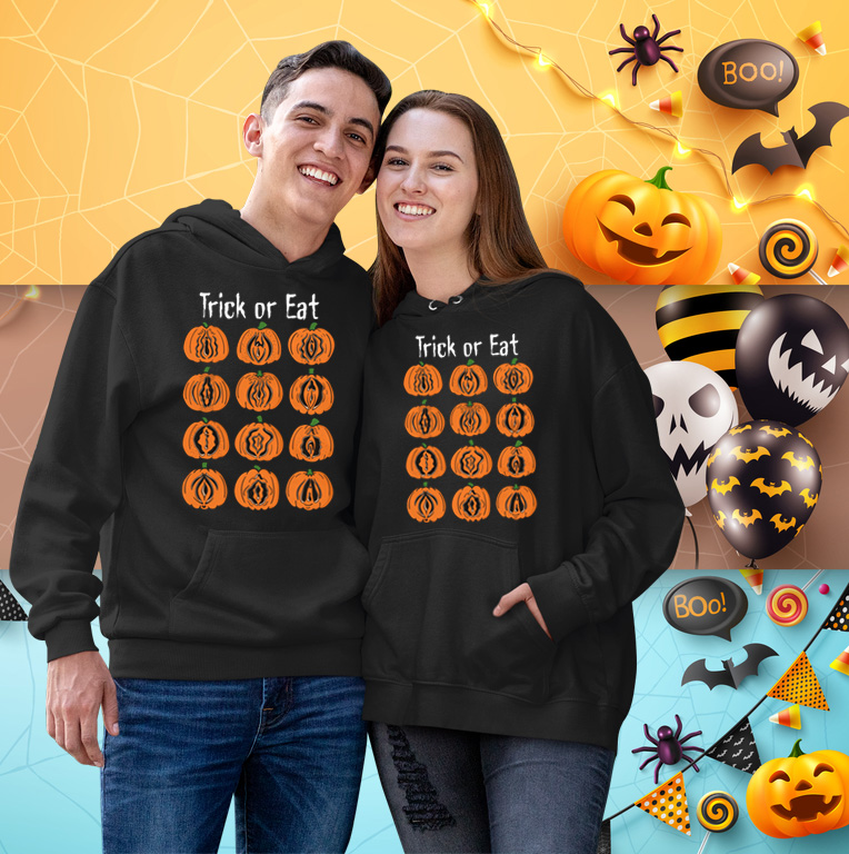 Trick Or Eat Lover Halloween Matching Couple Hoodie